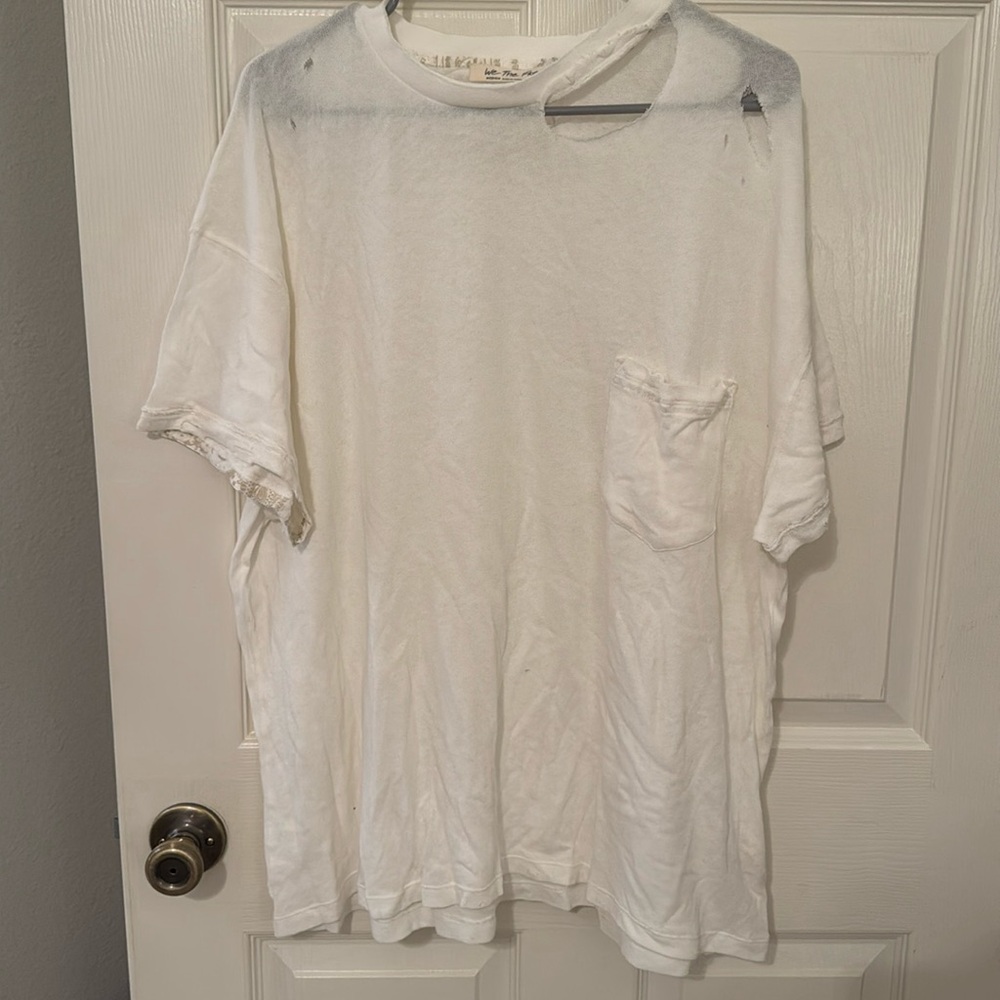 free people white distressed tshirt
